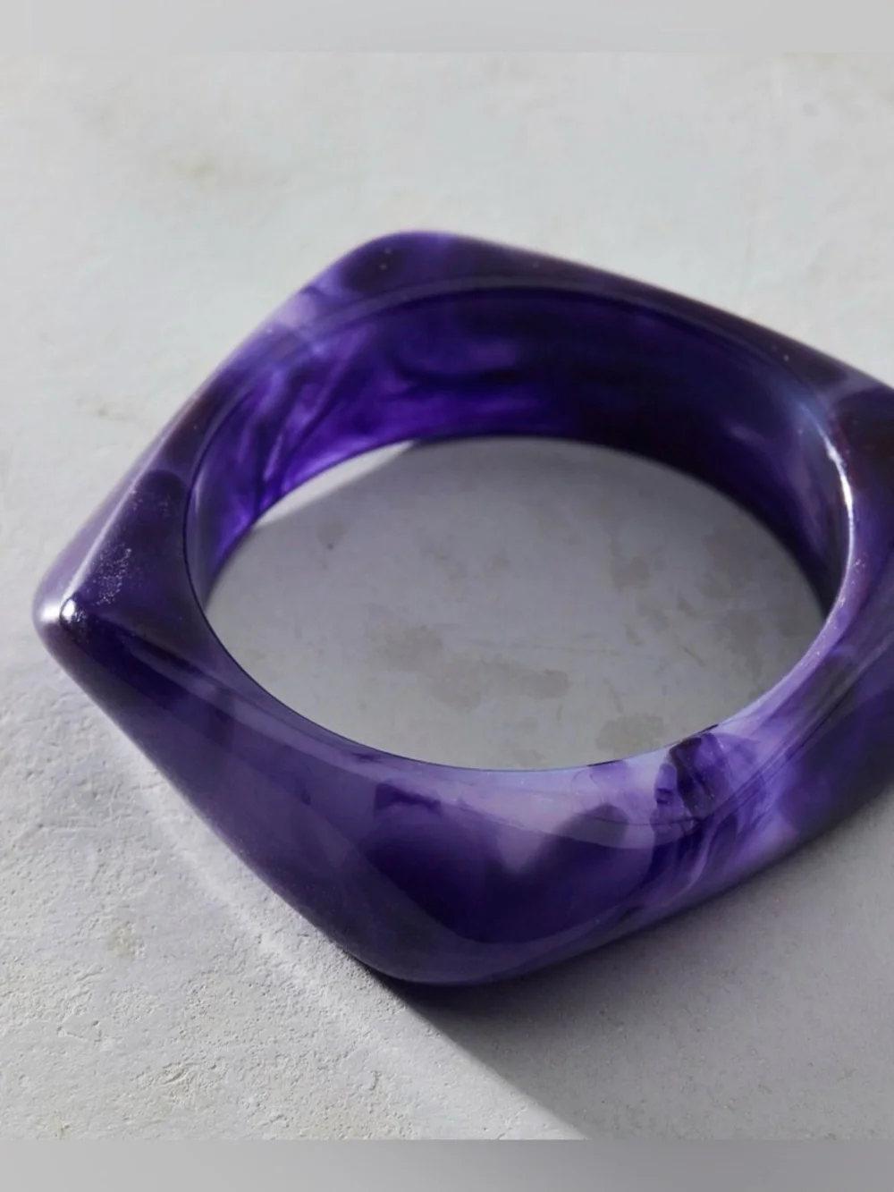 Purple Resin Iris Acrylic Retro Chunky Bangle Bracelet